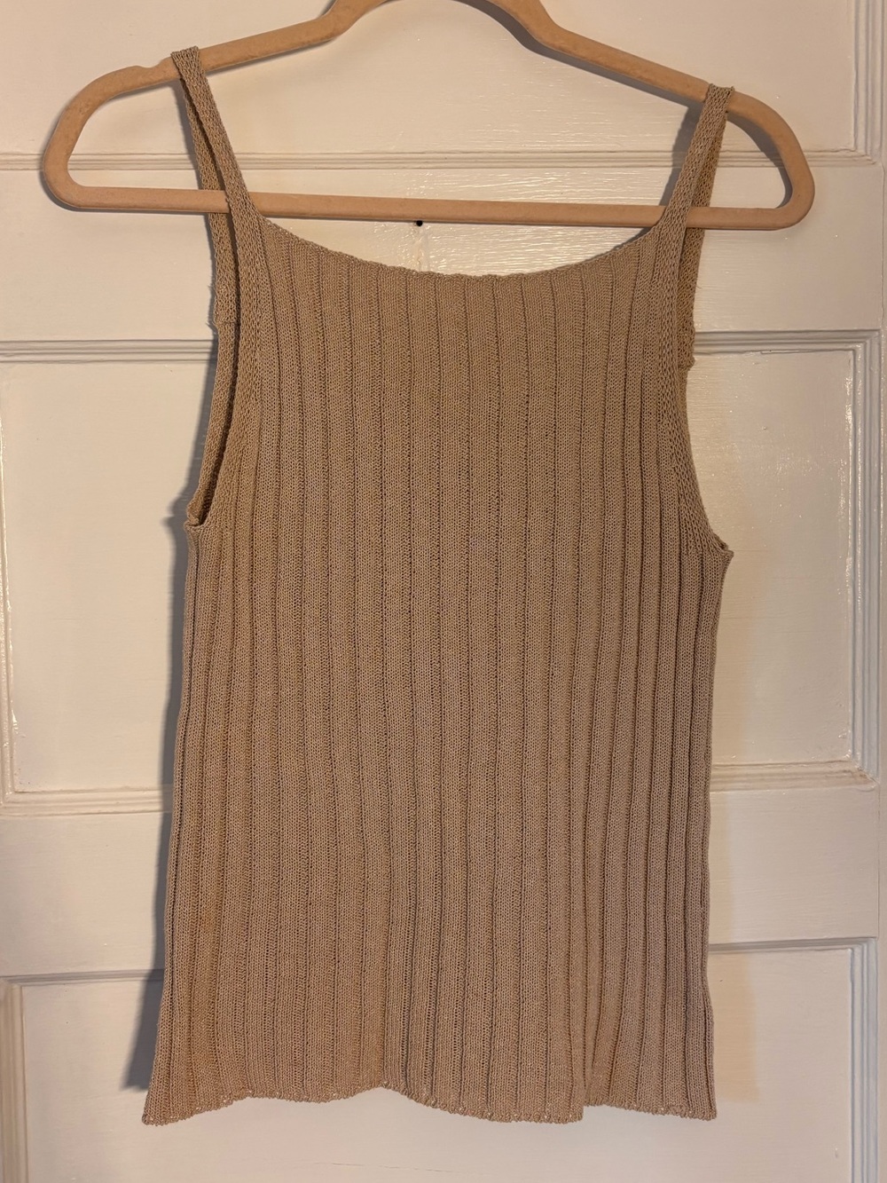 Zara Beige Ribbed Knit Tank Top
